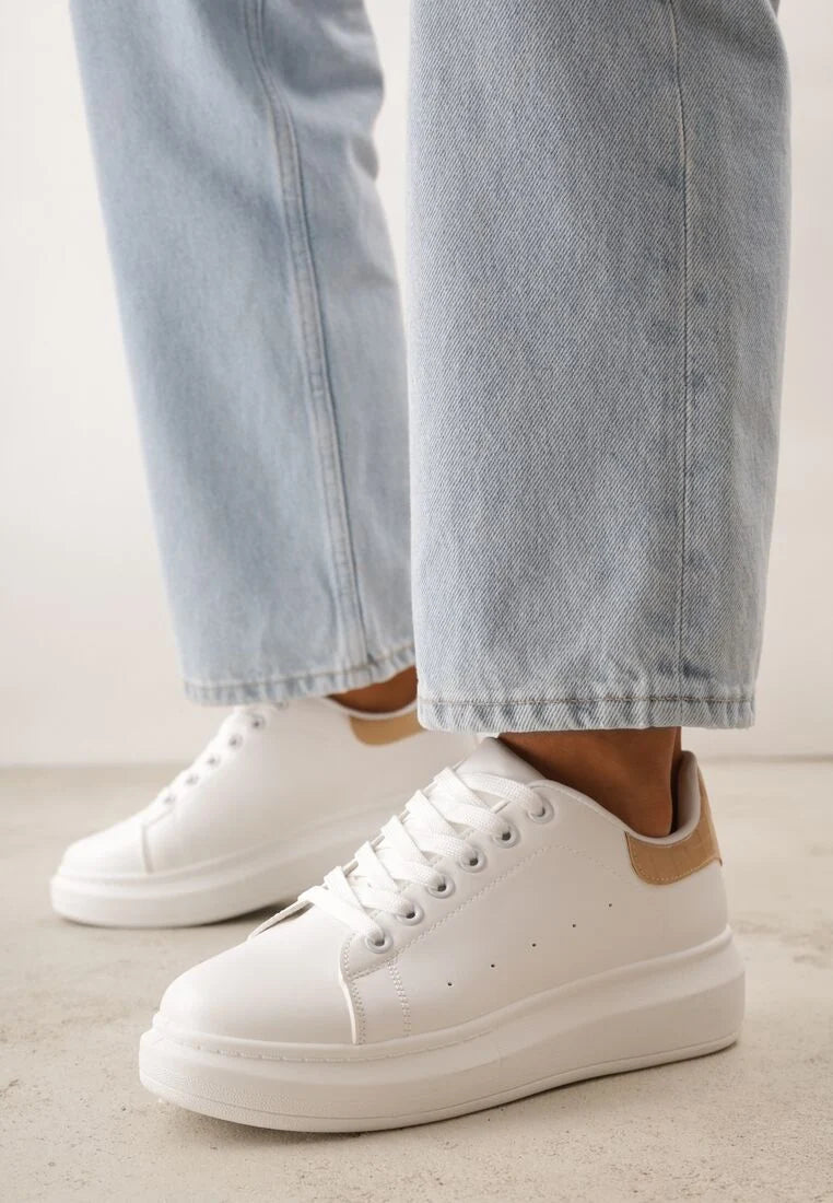 Biało-Srebrne Sneakersy na Grubej Podeszwie Hypnotic