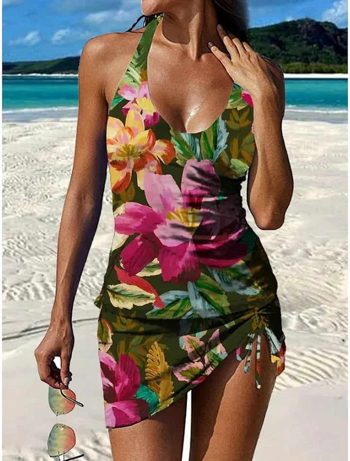 Fiesta – Tankini w kwiatowy wzór z szortami, efekt wyszczuplający brzuch