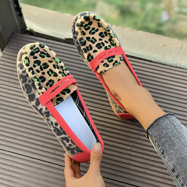Aimee™ | Mokasyny Leopard Czerwony