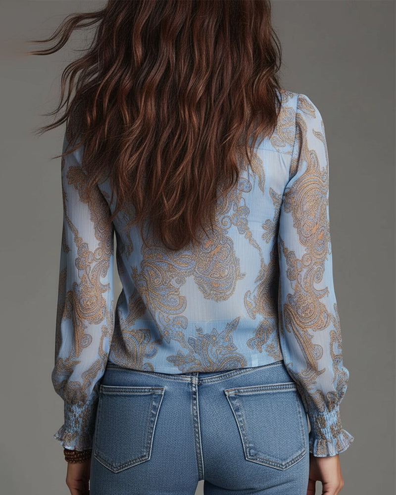 DEMI™ | Bluzka Retro Boho – Elegancja Vintage & Ręczne Detale