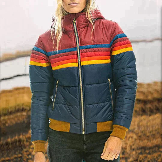 Ines - Retro kurtka z kapturem i futerkiem