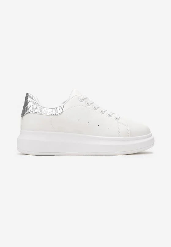 Biało-Srebrne Sneakersy na Grubej Podeszwie Hypnotic