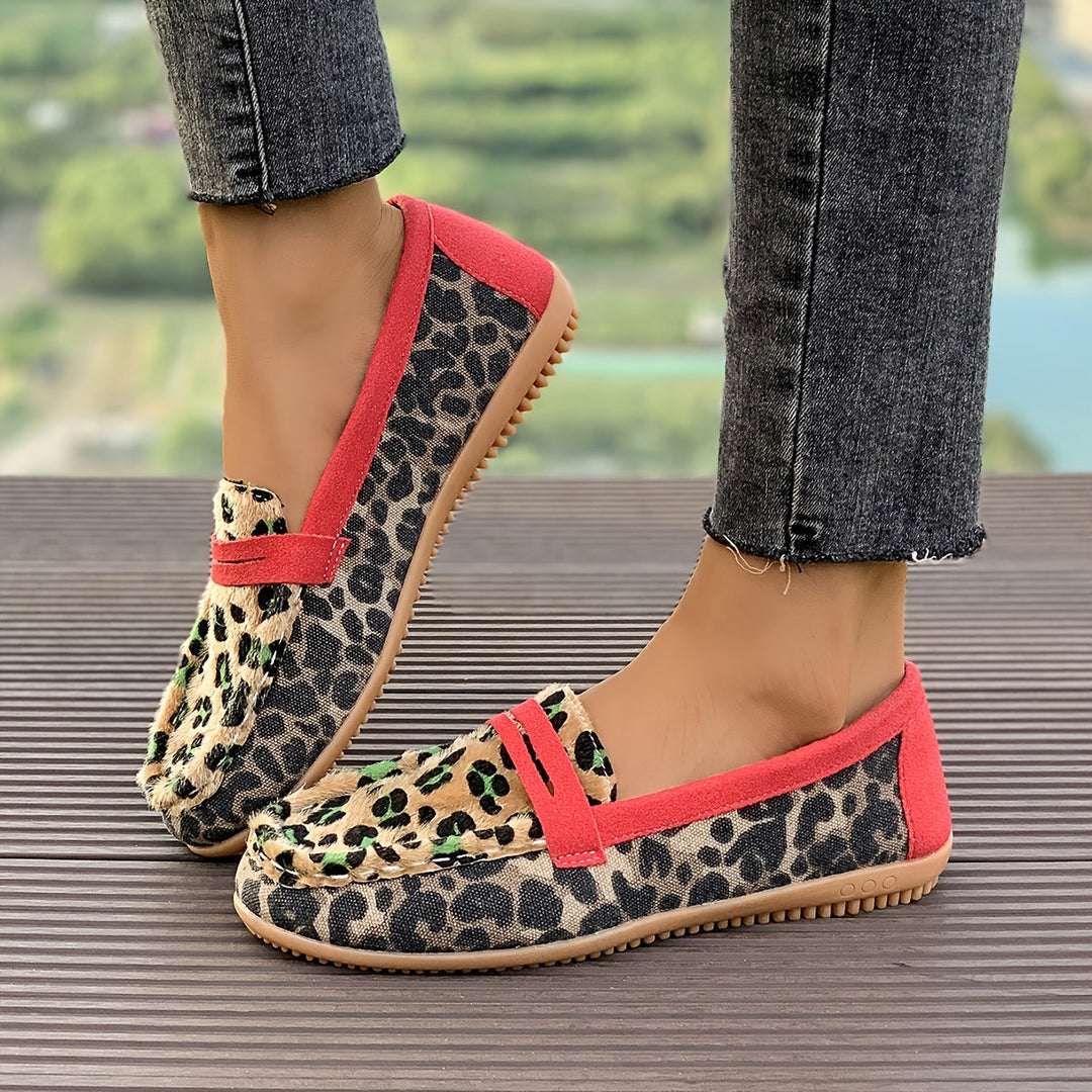 Aimee™ | Mokasyny Leopard Czerwony