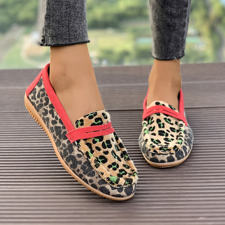 Aimee™ | Mokasyny Leopard Czerwony
