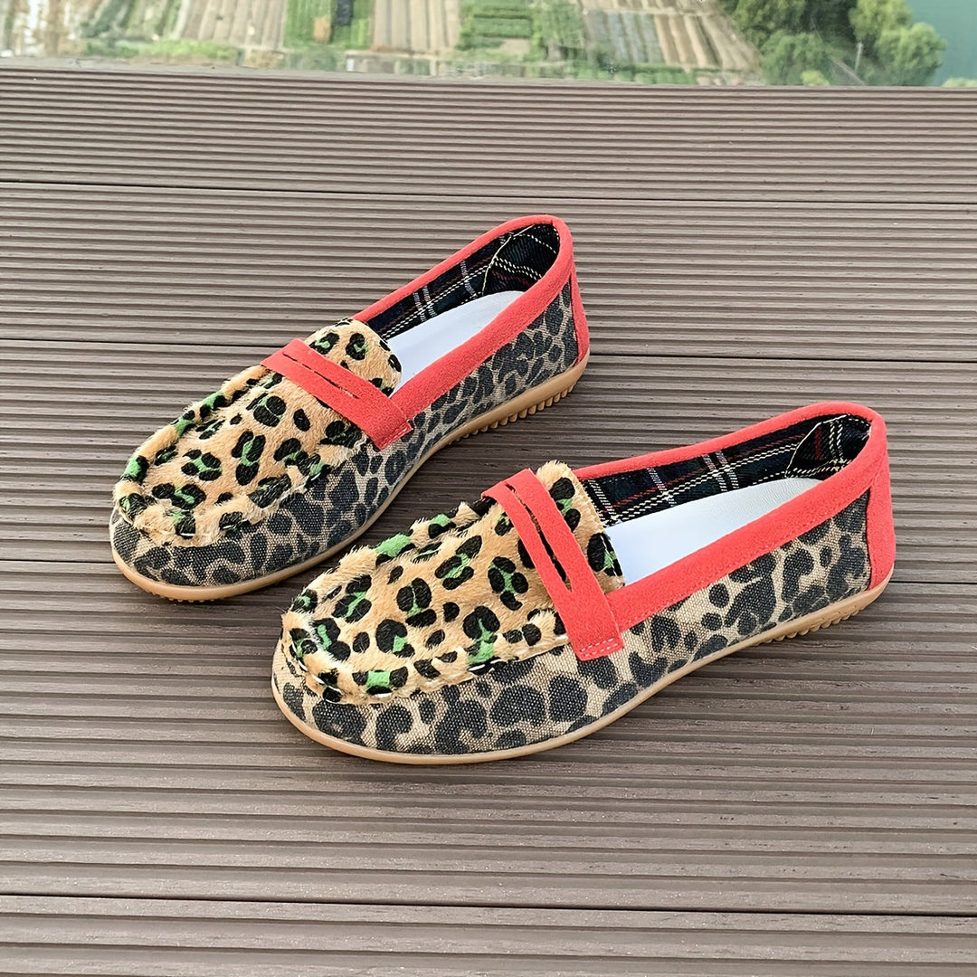 Aimee™ | Mokasyny Leopard Czerwony