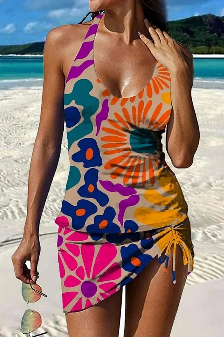 Fiesta – Tankini w kwiatowy wzór z szortami, efekt wyszczuplający brzuch