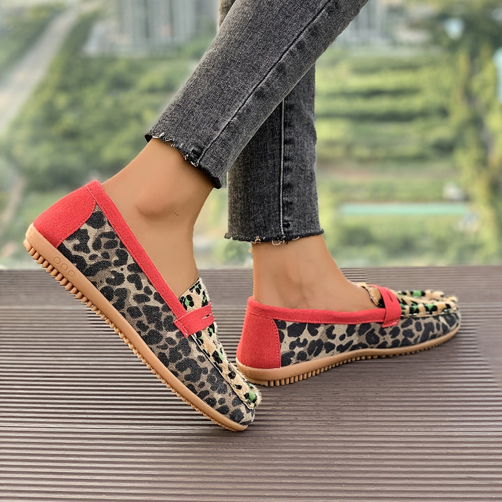Aimee™ | Mokasyny Leopard Czerwony