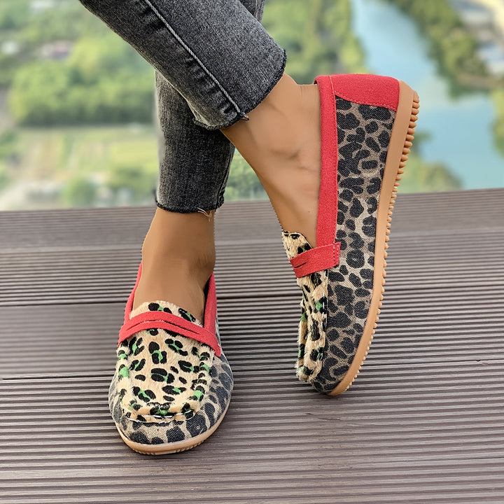 Aimee™ | Mokasyny Leopard Czerwony