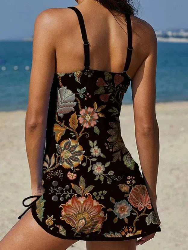 Fiesta – Tankini w kwiatowy wzór z szortami, efekt wyszczuplający brzuch