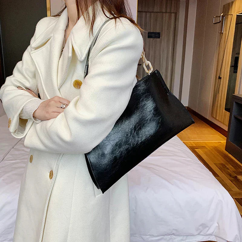Elegancka Torba na Ramię z Miękkiej Skóry - Modna Torba o Dużej Pojemności