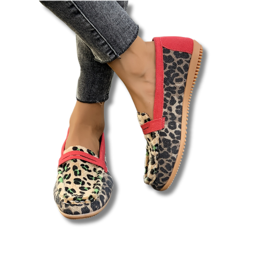 Aimee™ | Mokasyny Leopard Czerwony