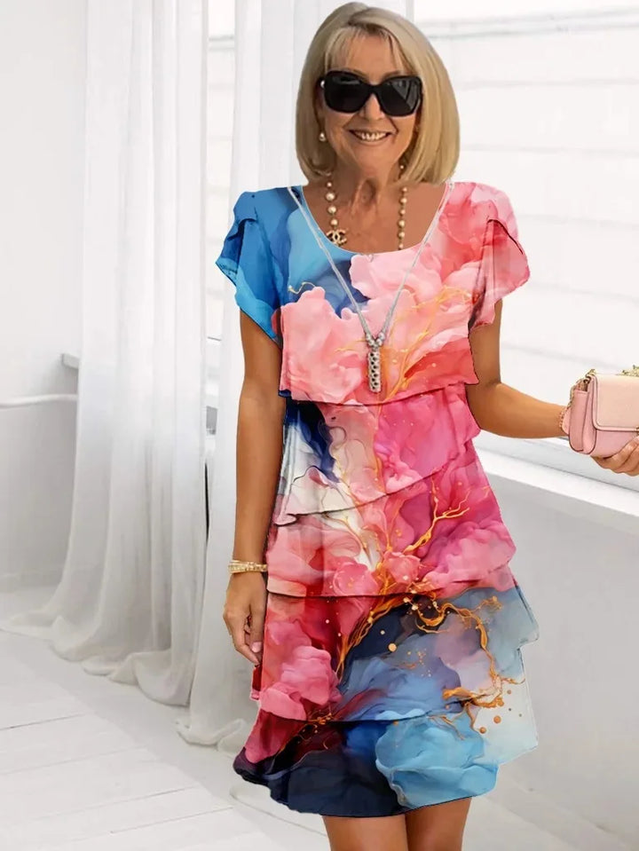 Adèle – Sukienka elegancka, zwiewna, z falbanami