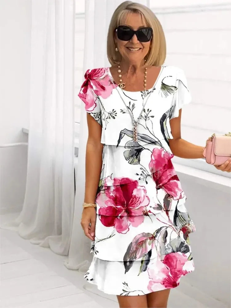 Éliane – Zwiewna sukienka elegancka z falbanami