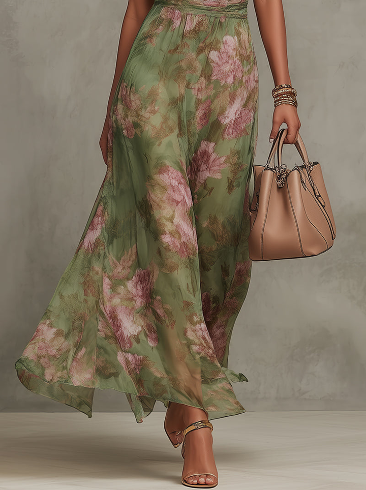 Livia | Sukienka maxi w kwiaty z dekoltem halter