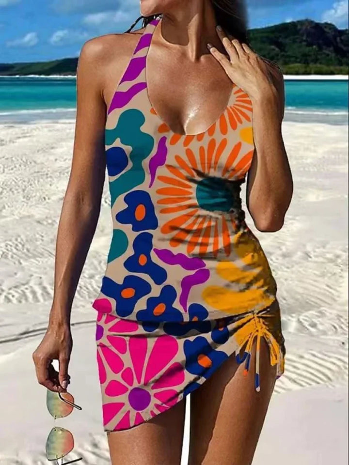 Fiesta – Tankini w kwiatowy wzór z szortami, efekt wyszczuplający brzuch
