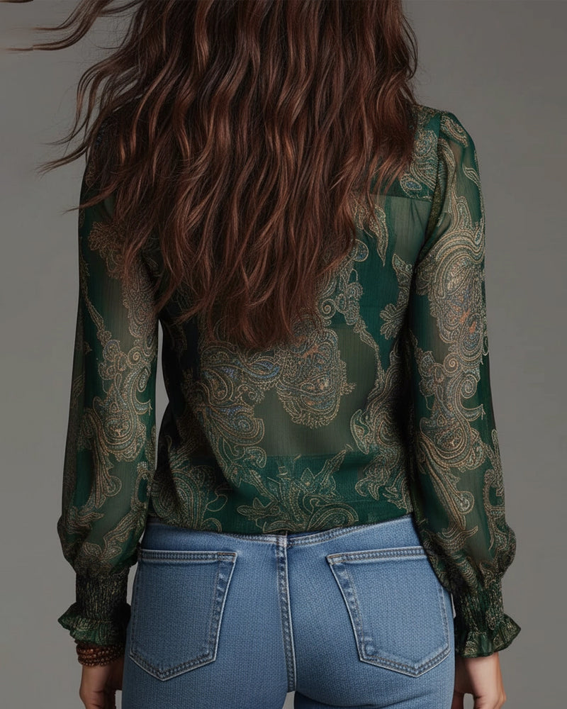 DEMI™ | Bluzka Retro Boho – Elegancja Vintage & Ręczne Detale